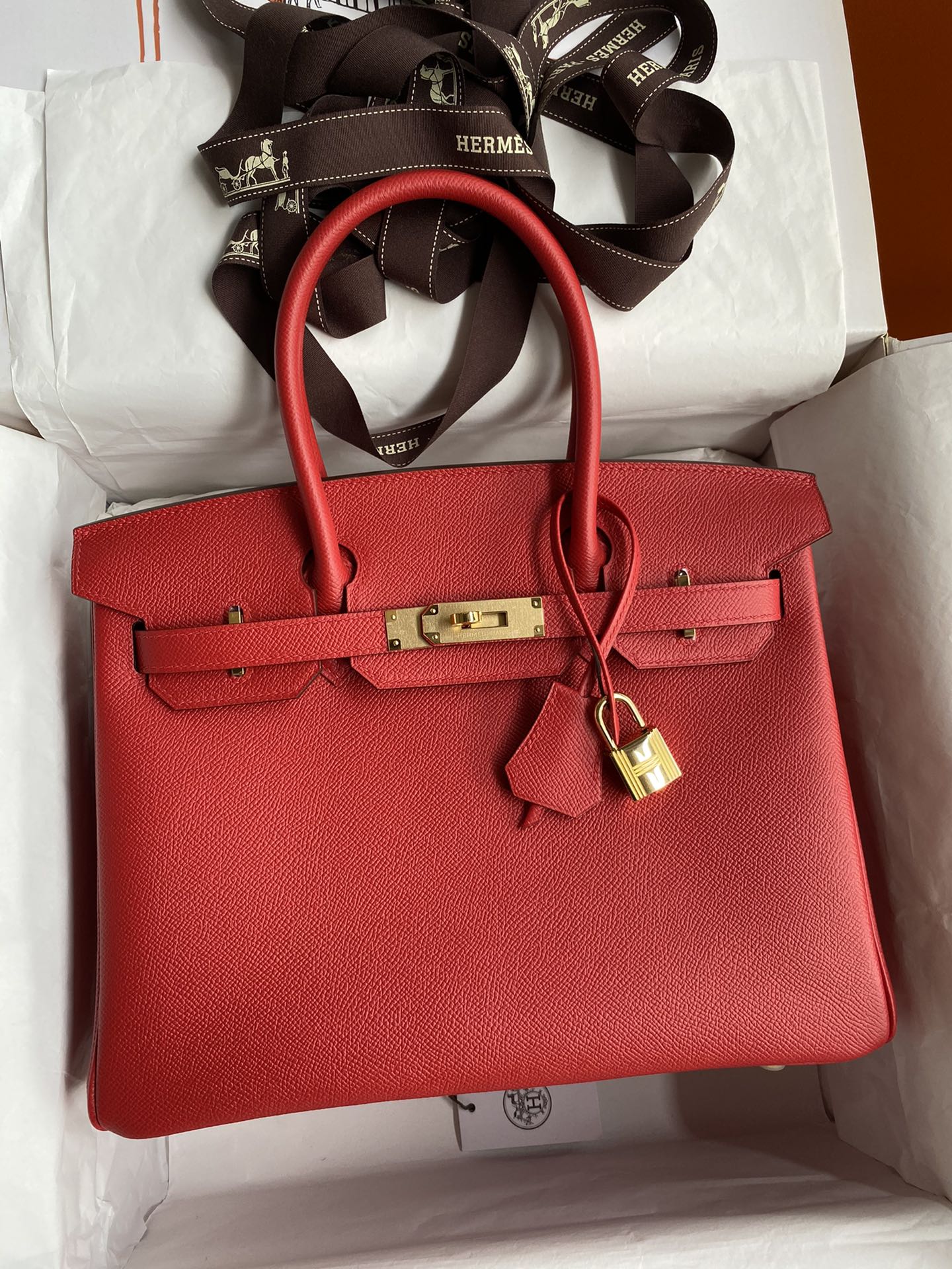 Hermes Birkin 30CM Epsom Leather Handbag Red